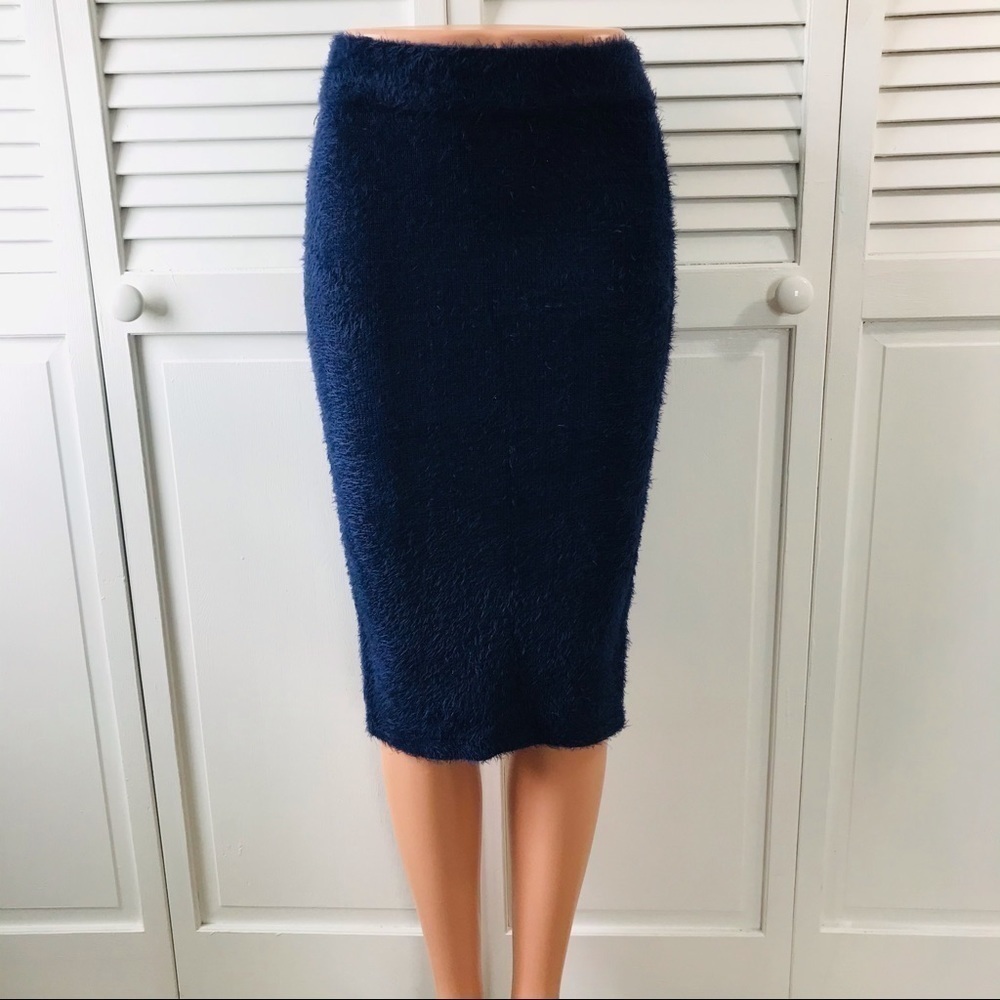 GIANNI BINI Indigo Fuzzy Pencil Skirt Size Extra Small